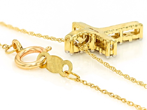 Round White Lab-Grown Diamond H SI 10K Yellow Gold Cross Pendant With Chain 0.25ctw