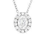 Oval and Round White Lab-Grown Diamond H SI1 10K White Gold Halo Necklace 0.50ctw