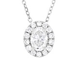Oval and Round White Lab-Grown Diamond H SI1 10K White Gold Halo Necklace 0.50ctw