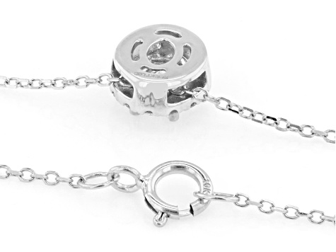 Oval and Round White Lab-Grown Diamond H SI1 10K White Gold Halo Necklace 0.50ctw