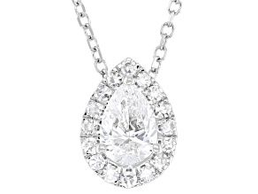 Pear Shape and Round White Lab-Grown Diamond H SI1 10K White Gold Halo Necklace 0.50ctw