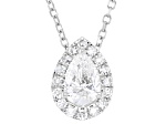 Pear Shape and Round White Lab-Grown Diamond H SI1 10K White Gold Halo Necklace 0.50ctw