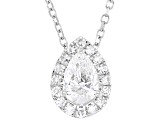 Pear Shape and Round White Lab-Grown Diamond H SI1 10K White Gold Halo Necklace 0.50ctw