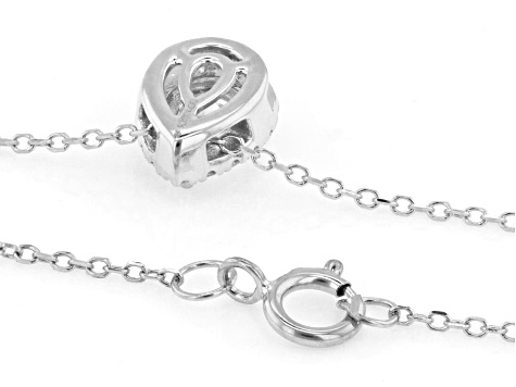 Pear Shape and Round White Lab-Grown Diamond H SI1 10K White Gold Halo Necklace 0.50ctw