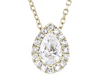 Pear Shape and Round White Lab-Grown Diamond H SI1 10K Yellow Gold Halo Necklace 0.50ctw