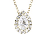 Pear Shape and Round White Lab-Grown Diamond H SI1 10K Yellow Gold Halo Necklace 0.50ctw