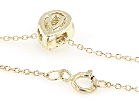 Pear Shape and Round White Lab-Grown Diamond H SI1 10K Yellow Gold Halo Necklace 0.50ctw