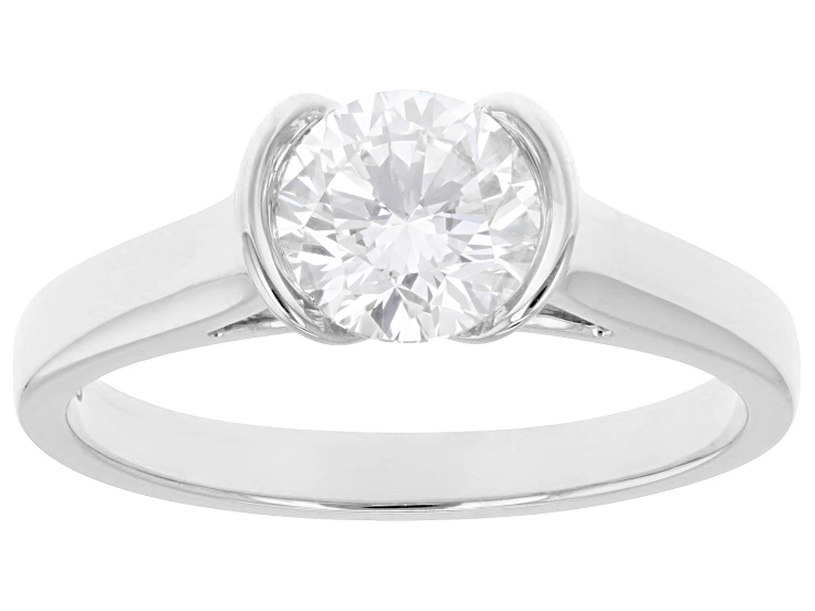 Certified Round White Lab-Grown Diamond H SI1 10K White Gold Solitaire Ring 1.00ct