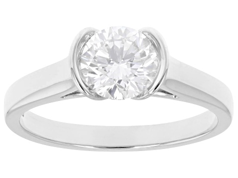 Certified Round White Lab-Grown Diamond H SI1 10K White Gold Solitaire Ring 1.00ct