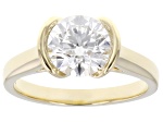 Certified Round White Lab-Grown Diamond H SI1 10K Yellow Gold Solitaire Ring 2.00ct