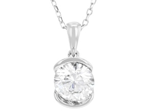 Certified Round White Lab-Grown Diamond H SI2 10K White Gold Solitaire Pendant With Chain 1.00ct