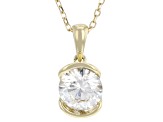 Certified Round White Lab-Grown Diamond H SI2 10K Yellow Gold Solitaire Pendant With Chain 1.00ct