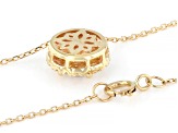 Certified Round White Lab-Grown Diamond H SI2 10K Yellow Gold Halo Pendant With Chain 1.20ctw