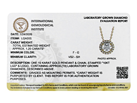Certified Round White Lab-Grown Diamond H SI2 10K Yellow Gold Halo Pendant With Chain 1.20ctw