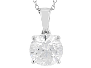 Certified Round White Lab-Grown Diamond H SI2 10K White Gold Solitaire Pendant With Chain 2.00ctw