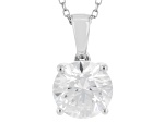 Certified Round White Lab-Grown Diamond H SI2 10K White Gold Solitaire Pendant With Chain 2.00ctw