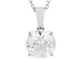Certified Round White Lab-Grown Diamond H SI2 10K White Gold Solitaire Pendant With Chain 2.00ct