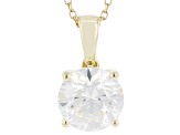 Certified Round White Lab-Grown Diamond H SI2 10K Yellow Gold Solitaire Pendant With Chain 2.00ctw
