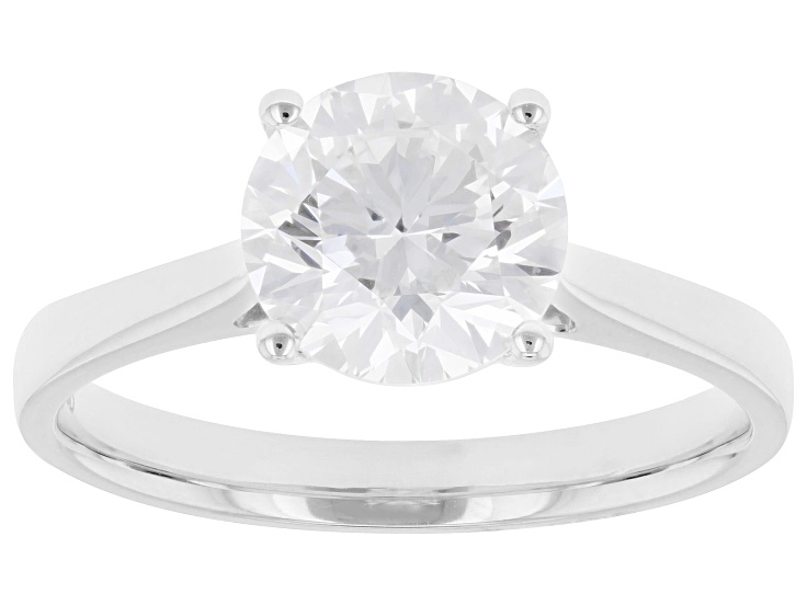 Certified Round White Lab-Grown Diamond H SI2 10K White Gold Solitaire Ring 2.00ct