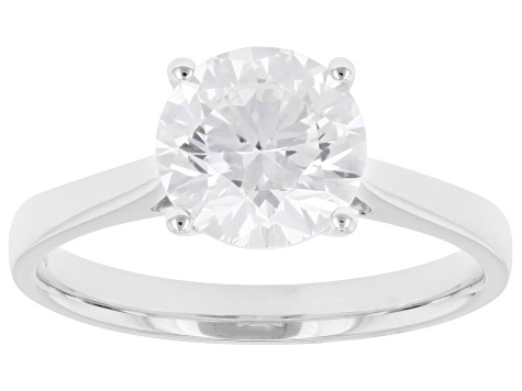 Certified Round White Lab-Grown Diamond H SI2 10K White Gold Solitaire Ring 2.00ct