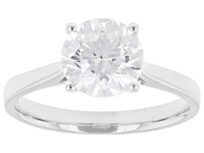 Certified Round White Lab-Grown Diamond H SI2 10K White Gold Solitaire Ring 2.00ct
