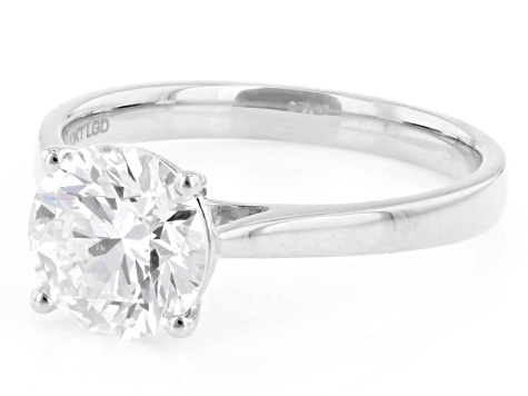Certified Round White Lab-Grown Diamond H SI2 10K White Gold Solitaire Ring 2.00ct