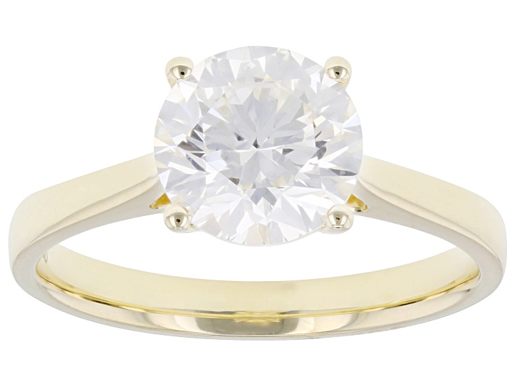 Certified Round White Lab-Grown Diamond H SI2 10K Yellow Gold Solitaire Ring 2.00ct
