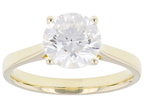 Certified Round White Lab-Grown Diamond H SI2 10K Yellow Gold Solitaire Ring 2.00ct