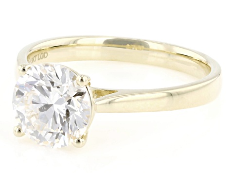 Certified Round White Lab-Grown Diamond H SI2 10K Yellow Gold Solitaire Ring 2.00ct