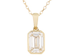 Certified Emerald Cut Lab-Grown Diamond H SI2 10K Yellow Gold Solitaire Pendant With Chain 1.00ct