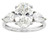 Certified Oval and Pear Shape White Lab-Grown Diamond H SI2 Platinum Ring 4.00ctw