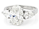 Certified Oval and Pear Shape White Lab-Grown Diamond H SI2 Platinum Ring 4.00ctw