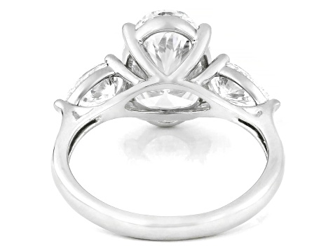 Certified Oval and Pear Shape White Lab-Grown Diamond H SI2 Platinum Ring 4.00ctw