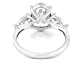 Certified Oval and Pear Shape White Lab-Grown Diamond H SI2 Platinum Ring 4.00ctw