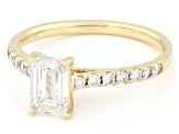 Certified Emerald Cut and Round White Lab-Grown Diamond H SI2 10K Yellow Gold Ring 1.25ctw