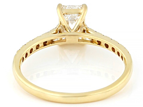 Certified Emerald Cut and Round White Lab-Grown Diamond H SI2 10K Yellow Gold Ring 1.25ctw