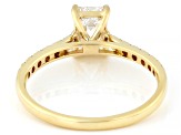 Certified Emerald Cut and Round White Lab-Grown Diamond H SI2 10K Yellow Gold Ring 1.25ctw