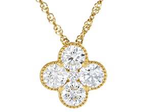 Round White Lab-Grown Diamond H SI 14K Yellow Gold Over Silver Clover Pendant With Chain 2.10ctw