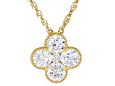 Round White Lab-Grown Diamond H SI 14K Yellow Gold Over Silver Clover Pendant With Chain 2.10ctw