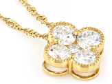 Round White Lab-Grown Diamond H SI 14K Yellow Gold Over Silver Clover Pendant With Chain 2.10ctw
