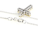 Round Yellow Lab-Grown Diamond Rhodium Over Sterling Silver Cross Pendant With Chain 0.50ctw
