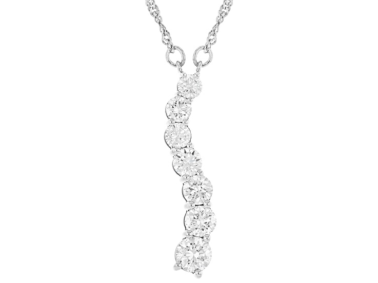 Round White Lab-Grown Diamond H SI Rhodium Over Sterling Silver Necklace 1.90ctw