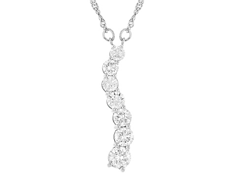Round White Lab-Grown Diamond H SI Rhodium Over Sterling Silver Necklace 1.90ctw