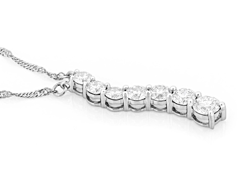 Round White Lab-Grown Diamond H SI Rhodium Over Sterling Silver Necklace 1.90ctw