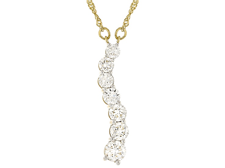 Round White Lab-Grown Diamond H SI 14K Yellow Gold Over Sterling Silver Necklace 1.90ctw