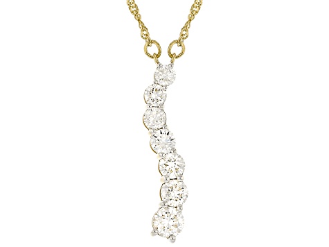 Round White Lab-Grown Diamond H SI 14K Yellow Gold Over Sterling Silver Necklace 1.90ctw
