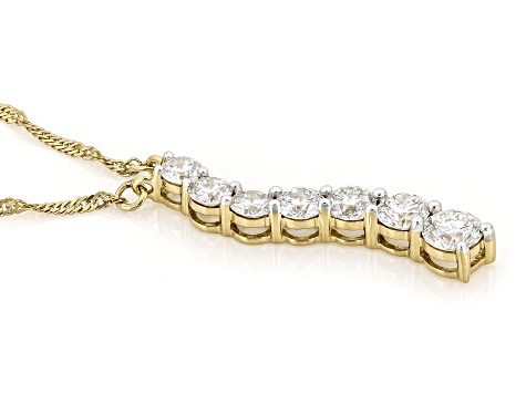 Round White Lab-Grown Diamond H SI 14K Yellow Gold Over Sterling Silver Necklace 1.90ctw