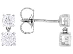 Round White Lab-Grown Diamond H SI Rhodium Over Sterling Silver Dangle Earrings 0.85ctw