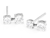 Round White Lab-Grown Diamond H SI Rhodium Over Sterling Silver Dangle Earrings 0.85ctw