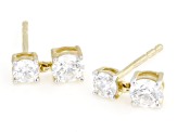 Round White Lab-Grown Diamond H SI 14K Yellow Gold Over Sterling Silver Dangle Earrings 0.85ctw